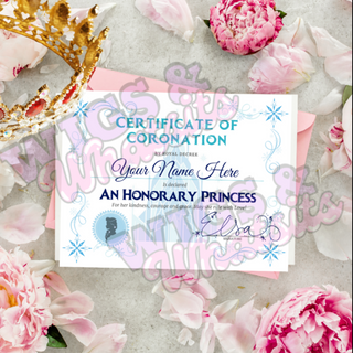 Fête gelée | Certificat Elsa | Certificat de princesse | Téléchargement instantané | BUNDLE de cadeaux de fête